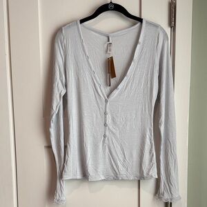 SKIMS SHEER MODAL LONG SLEEVE HENLEY | MIST - Large
